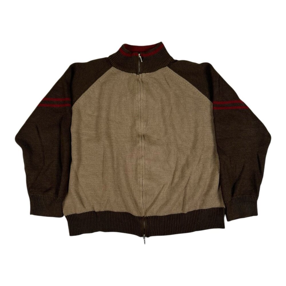 Vintage Sideout Full Zip Fleece Knit Sweater Size XL Brown Surf Grunge Y2K